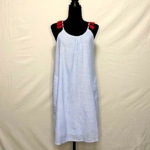 Crescent Racerback Tassel Strap Stripe Summer  Dress | Size Small | 100% Cotton